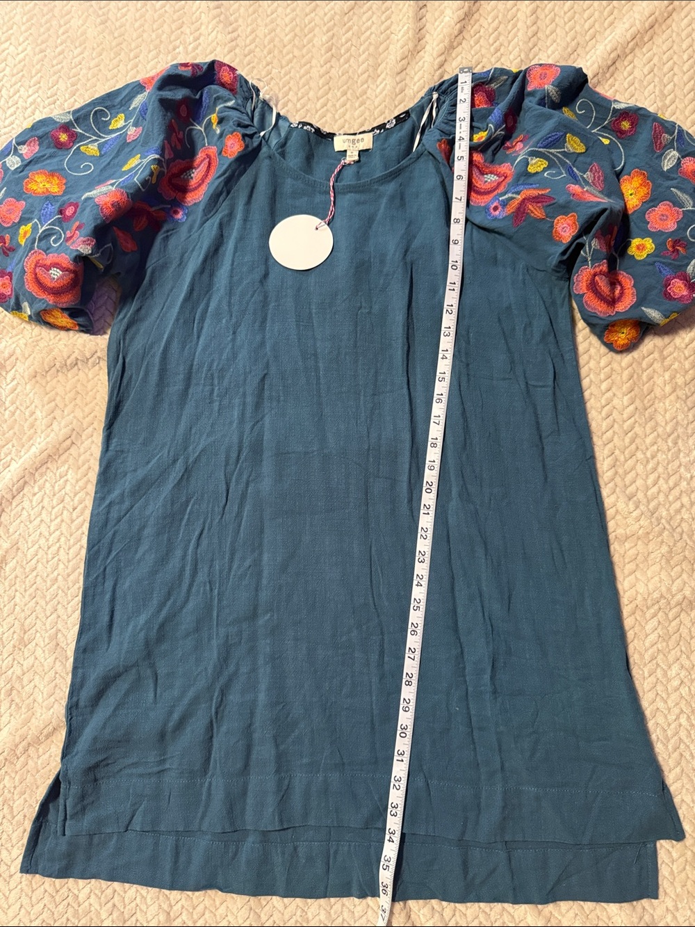 Umgee Teal Blue Scoop Neck Dress